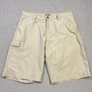 J. Lindeberg Cargo Golf Shorts Mens 33 Beige Canvas Relaxed Fit 11" Inseam